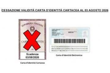 cessazione carta di Identità Cartacea al 03/08/2026